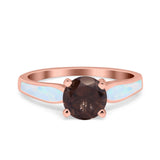 Round Natural Stone Solitaire Ring