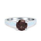 Round Natural Stone Solitaire Ring