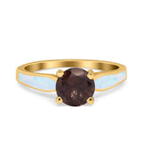 Round Natural Stone Solitaire Ring