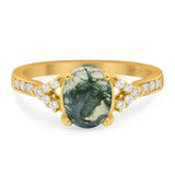 Art Deco Oval Natural Stone Ring