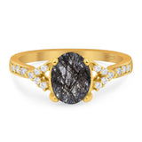 Art Deco Oval Natural Stone Ring