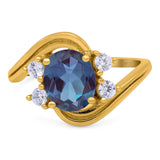 Oval Natural Stone Art Deco Ring