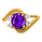 Oval Natural Stone Art Deco Ring