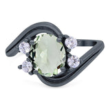 Oval Natural Stone Art Deco Ring