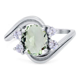 Oval Natural Stone Art Deco Ring