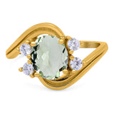 Oval Natural Stone Art Deco Ring