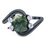 Oval Natural Stone Art Deco Ring