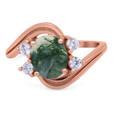 Oval Natural Stone Art Deco Ring