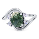 Oval Natural Stone Art Deco Ring