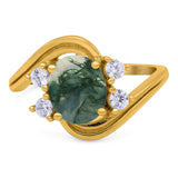 Oval Natural Stone Art Deco Ring