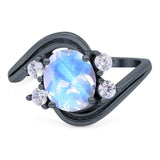 Oval Natural Stone Art Deco Ring