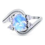 Oval Natural Stone Art Deco Ring