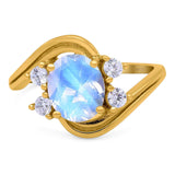 Oval Natural Stone Art Deco Ring