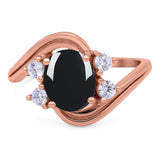 Oval Natural Stone Art Deco Ring