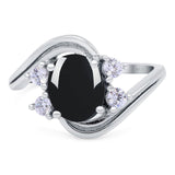 Oval Natural Stone Art Deco Ring