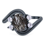 Oval Natural Stone Art Deco Ring