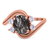 Oval Natural Stone Art Deco Ring