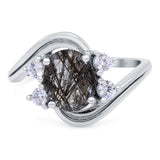 Oval Natural Stone Art Deco Ring