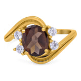 Oval Natural Stone Art Deco Ring