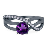 Round Natural Stone Twisted Ring