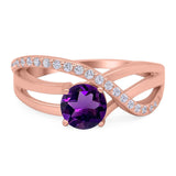 Round Natural Stone Twisted Ring