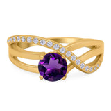 Round Natural Stone Twisted Ring