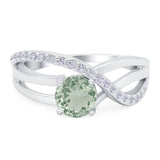 Round Natural Stone Twisted Ring