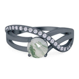 Round Natural Stone Twisted Ring