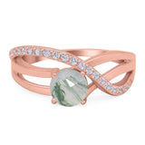 Round Natural Stone Twisted Ring