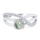 Round Natural Stone Twisted Ring