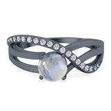 Round Natural Stone Twisted Ring