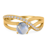 Round Natural Stone Twisted Ring