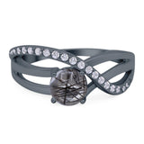 Round Natural Stone Twisted Ring