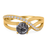 Round Natural Stone Twisted Ring