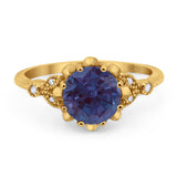 Vintage Style Round Natural Stone Flower Ring