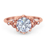 Vintage Style Round Natural Stone Flower Ring