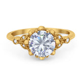 Vintage Style Round Natural Stone Flower Ring