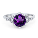 Vintage Style Round Natural Stone Flower Ring