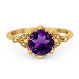 Vintage Style Round Natural Stone Flower Ring