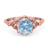 Vintage Style Round Natural Stone Flower Ring