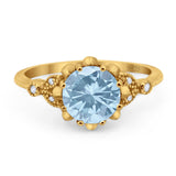 Vintage Style Round Natural Stone Flower Ring