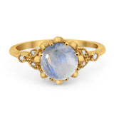 Vintage Style Round Natural Stone Flower Ring