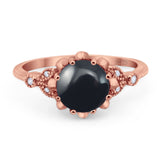 Vintage Style Round Natural Stone Flower Ring