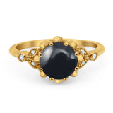 Vintage Style Round Natural Stone Flower Ring