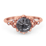 Vintage Style Round Natural Stone Flower Ring