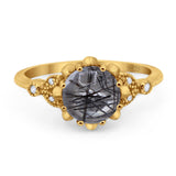 Vintage Style Round Natural Stone Flower Ring