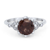 Vintage Style Round Natural Stone Flower Ring