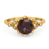 Vintage Style Round Natural Stone Flower Ring