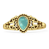 Art Deco 9mm Pear Teardrop Turquoise Twisted Ring Oxidized 925 Sterling Silver