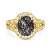Art Deco Oval Natural Stone Ring